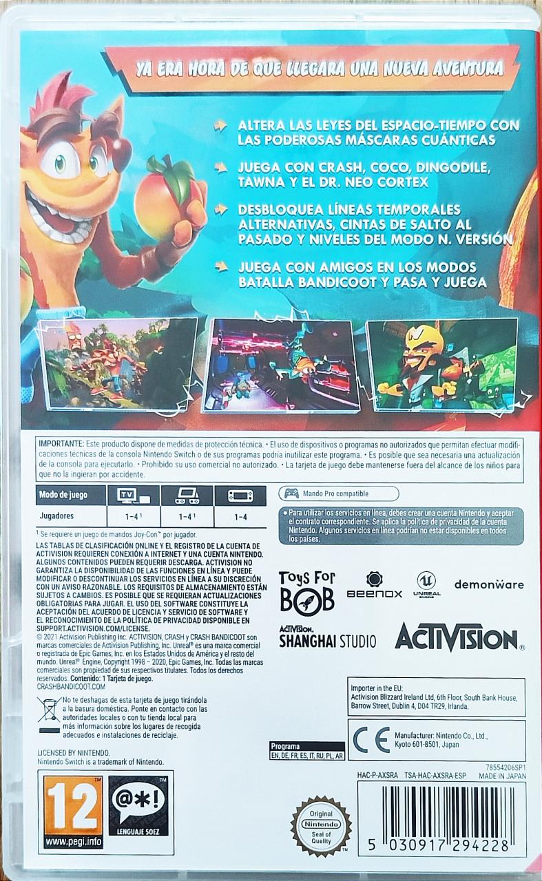 Jeu Switch Crash Bandicoot 4 .. Grenier du Geek