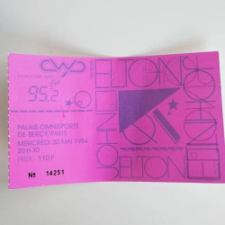Billet de concert Elton John au Palais Omnisport de Bercy / Paris 1984 vintage souvenirs collector
