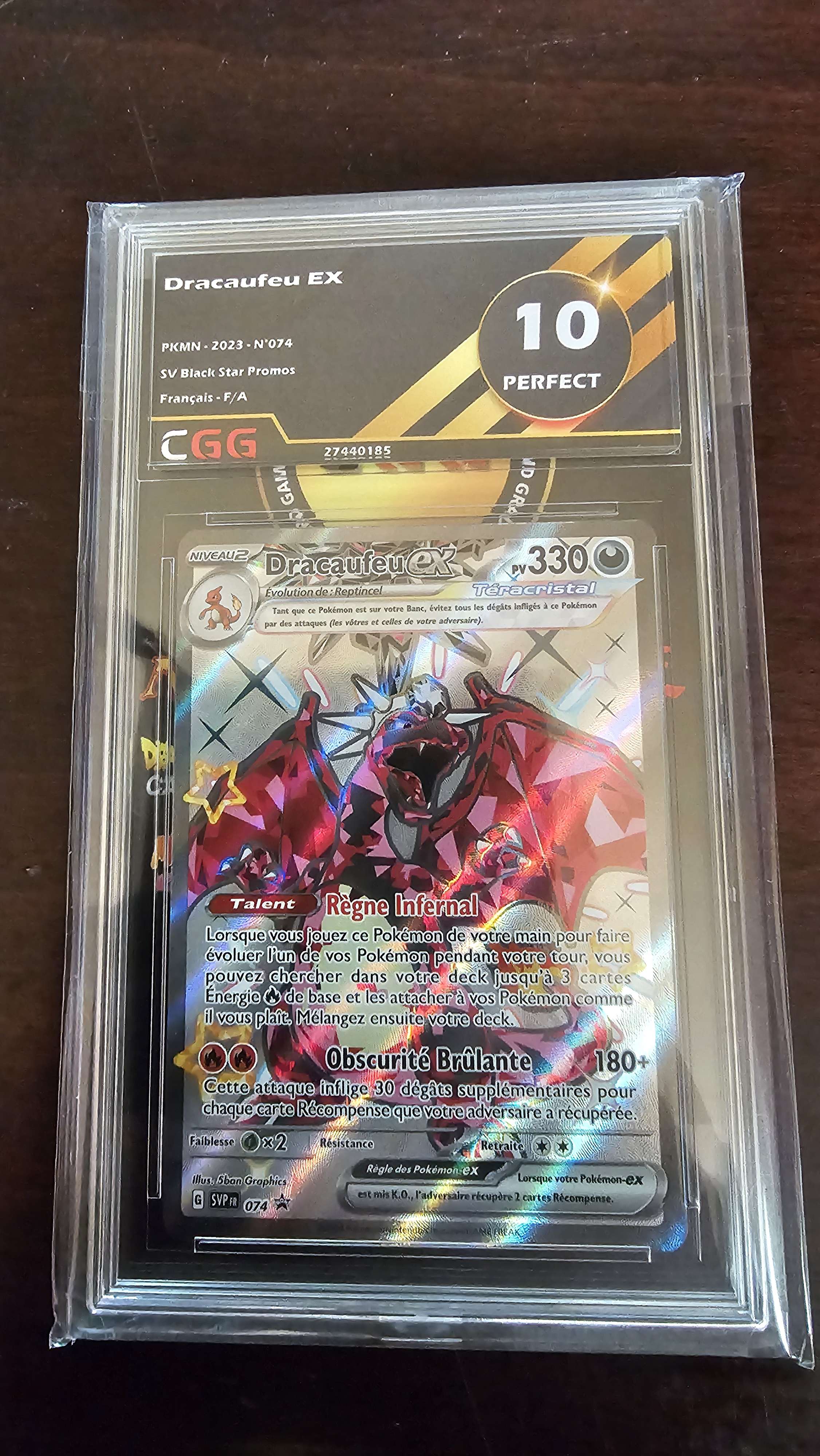 carte Dracaufeu ex Gradée 10 perfect
