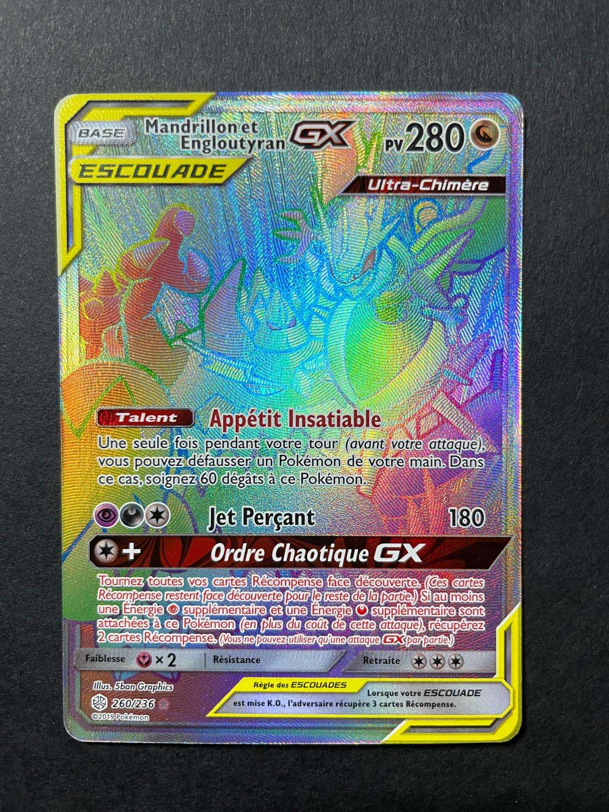 Carte Pokemon Mandrillon et Engloutyran GX