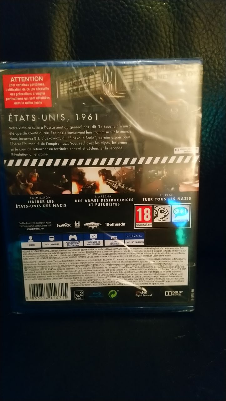 Jeu PS4 Wolfenstein 2: The New Colossus - Version Française - Neuf Sous Blister Scellé